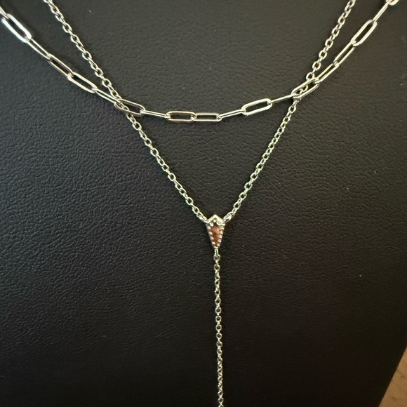 Kendra Scott Jaimee Silver-Tone Multi-Strand Paperclip Chain Y-Necklace - Picture 2 of 6